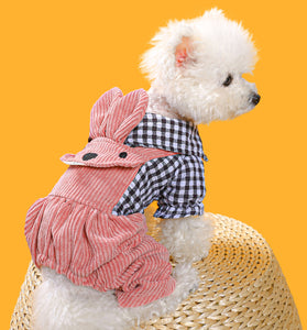 Plaid Four-Legged Pet Overalls
