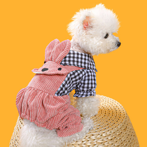 Plaid Four-Legged Pet Overalls